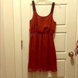 Burnt orange dress with ribbon straps